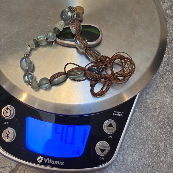 Retired Silpada Green Glass Silver Necklace vintage - Picture 8 of 8